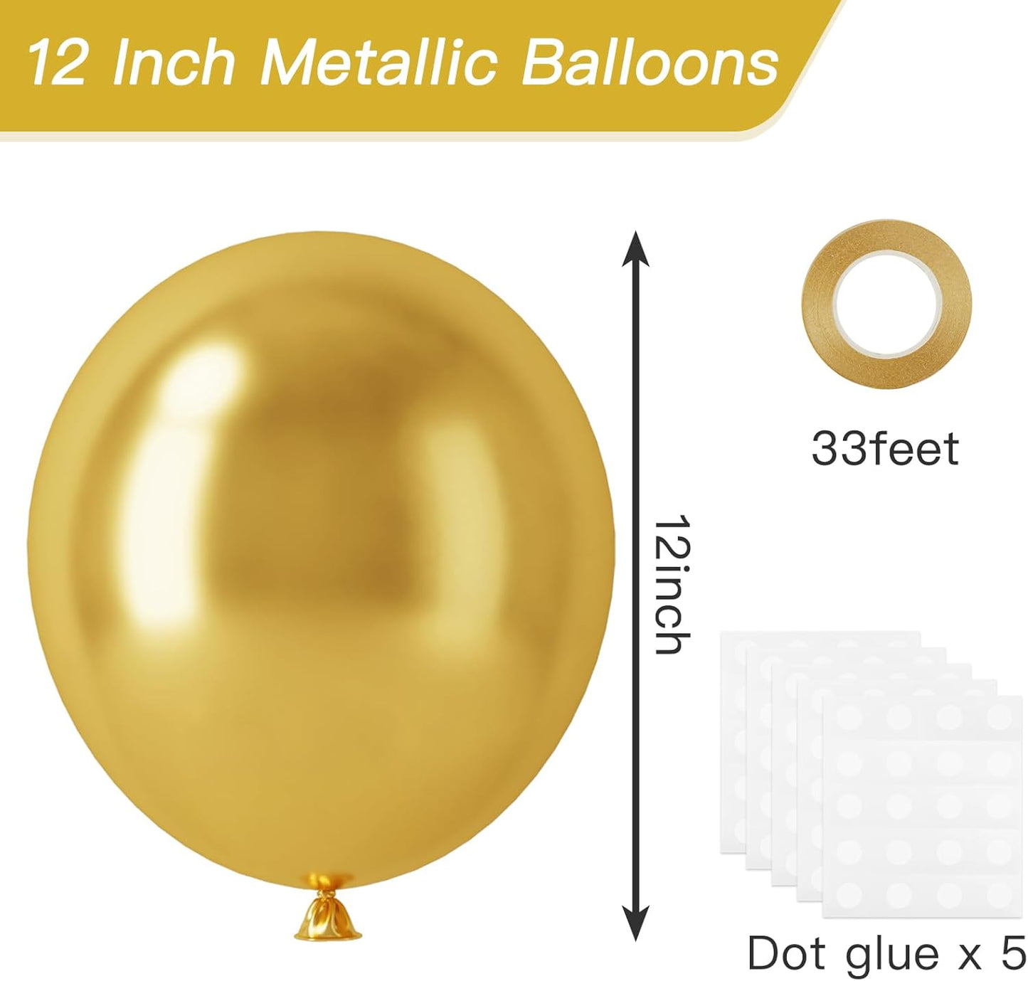 120pcs Gold Balloons 12 Inches Chrome Metallic Balloons