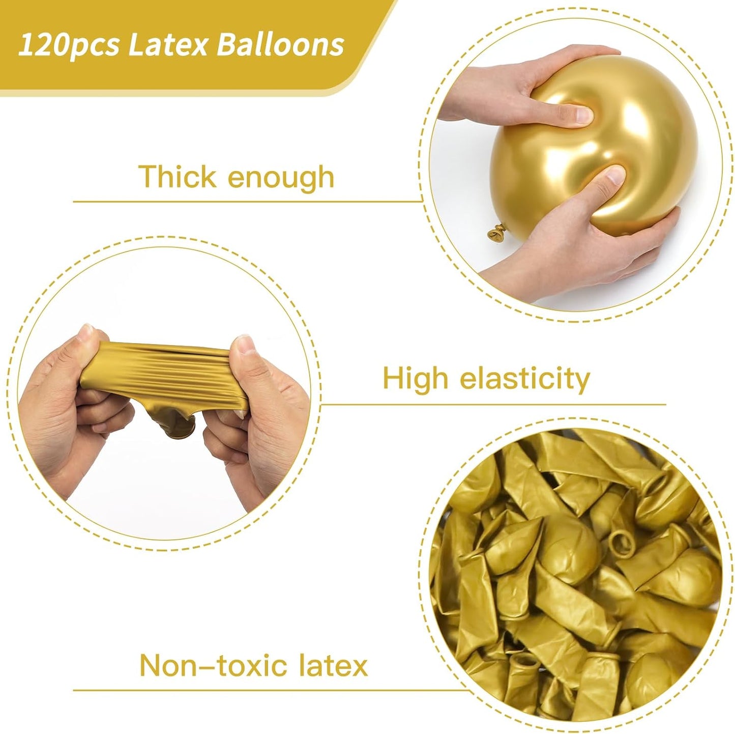 120pcs Gold Balloons 12 Inches Chrome Metallic Balloons