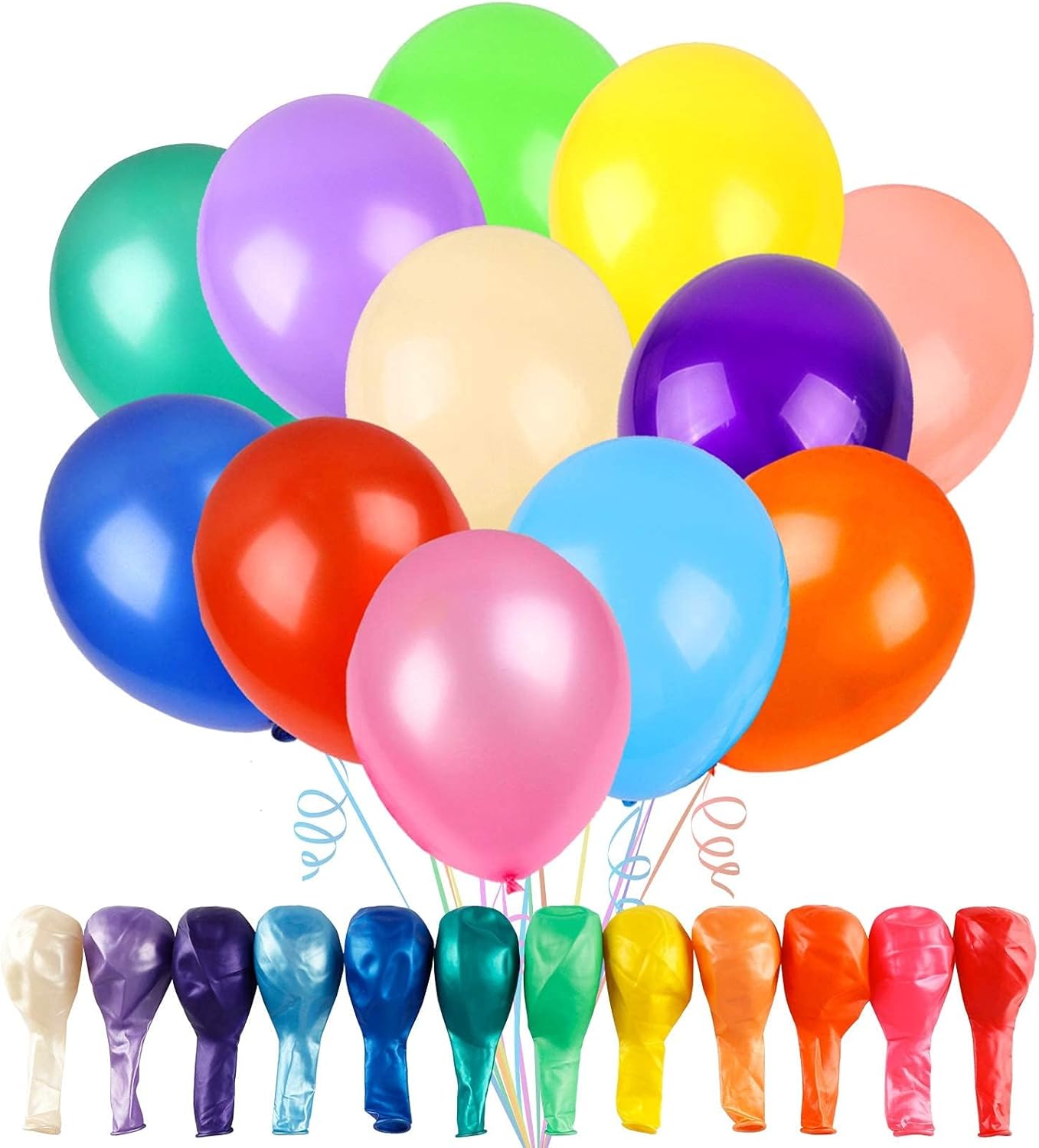 120 Balloons Assorted Color 12 Inches Rainbow Latex Balloons