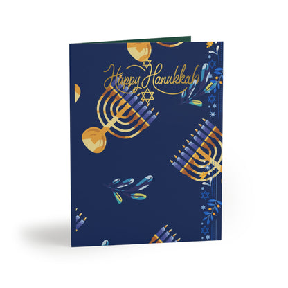 Decorated Happy Hanukkah Greeting Cards Set