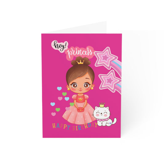 Princess with cat Birthday Greeting Card