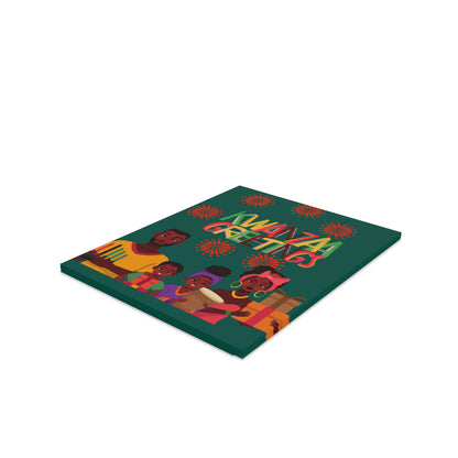 Family Greeting Green Happy Kwanza Greeting Cards Set