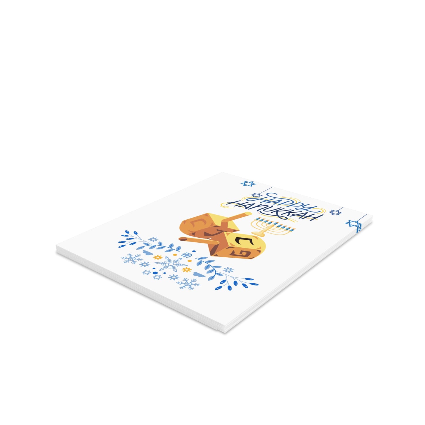 White Happy Hanukkah Greeting Cards Set