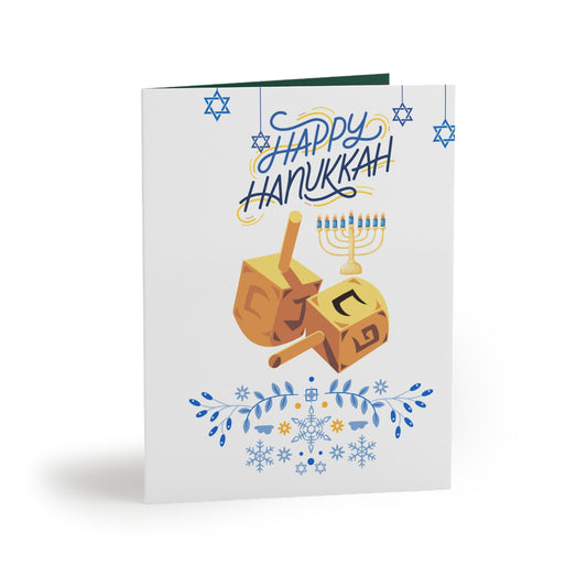 White Happy Hanukkah Greeting Cards Set