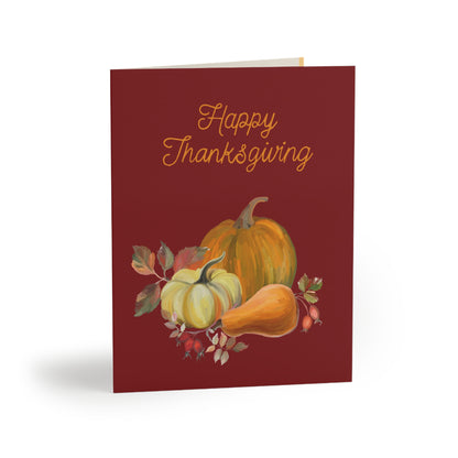 Cornucopia Thanksgiving Greeting Card Set. - (8pcs)