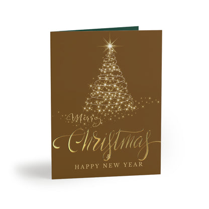 Gold Foil Greeting Cards Set - Star with Christmas Balls Design