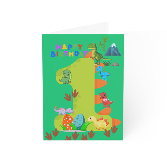 Baby Dino 1st Birthday Greeting Card