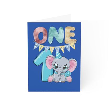 Baby Elephant 1st Birthday Greeting Card