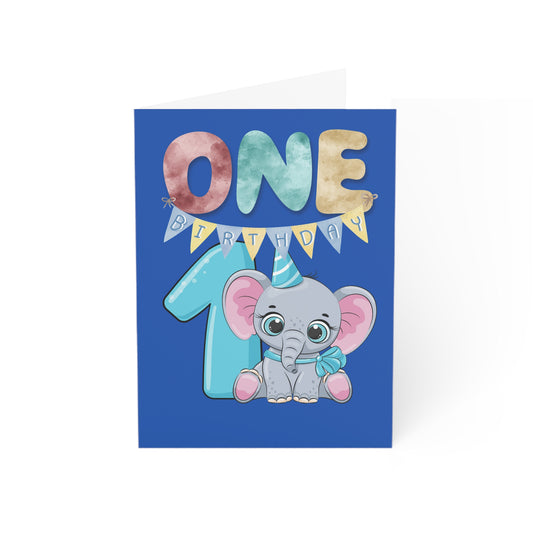 Baby Elephant 1st Birthday Greeting Card
