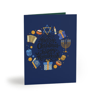 Blue Happy Hanukkah Greeting Cards Set