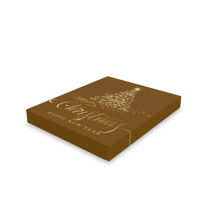 Gold Foil Greeting Cards Set - Star with Christmas Balls Design