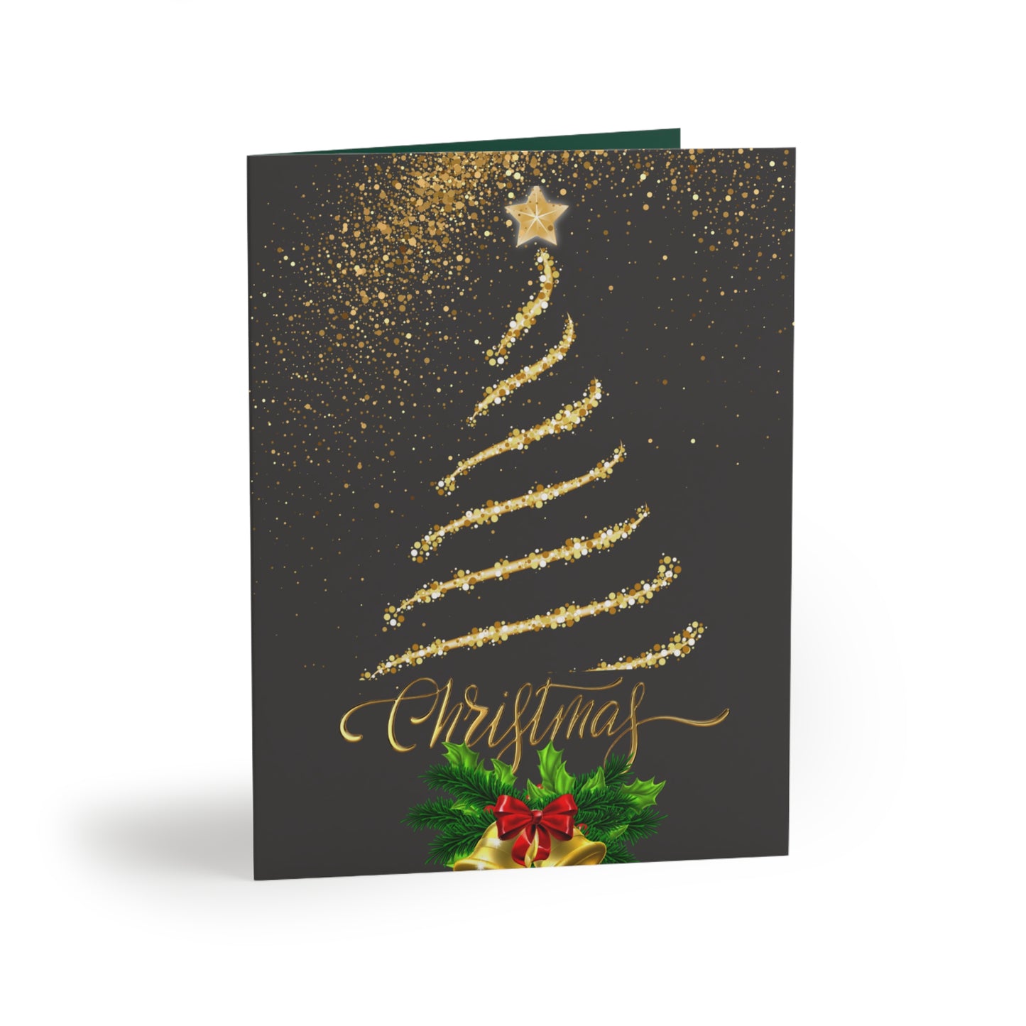 Christmas Bells Swirl Greeting Cards Set - Star with Christmas Balls Design