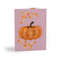 Thanksgiving Greeting Card Set - Pumpkin with Fall Leaves Design (8, 16, and 24 pcs)