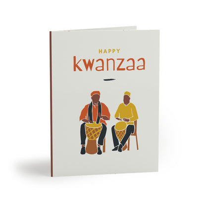 Celebrating Family Greeting. Green Happy Kwanza Greeting Cards Set