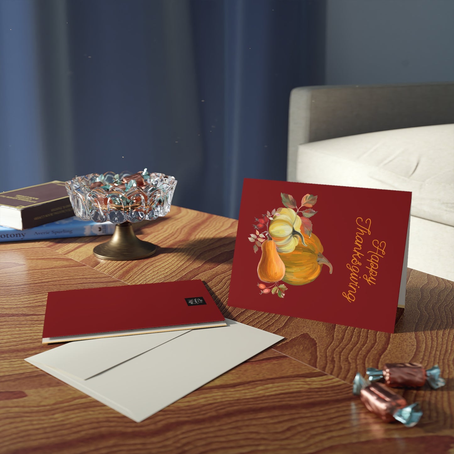 Cornucopia Thanksgiving Greeting Card Set. - (8pcs)