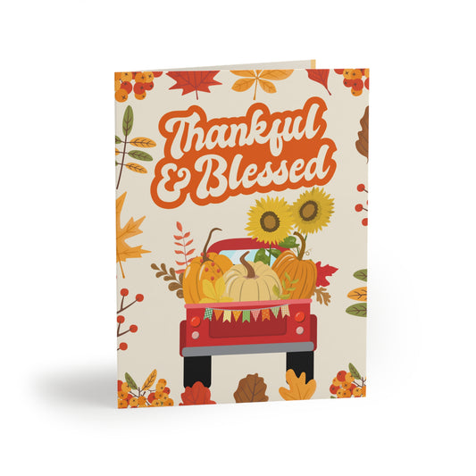 Thankful & Blessed Thanksgiving Greeting Card Set - (8pcs)