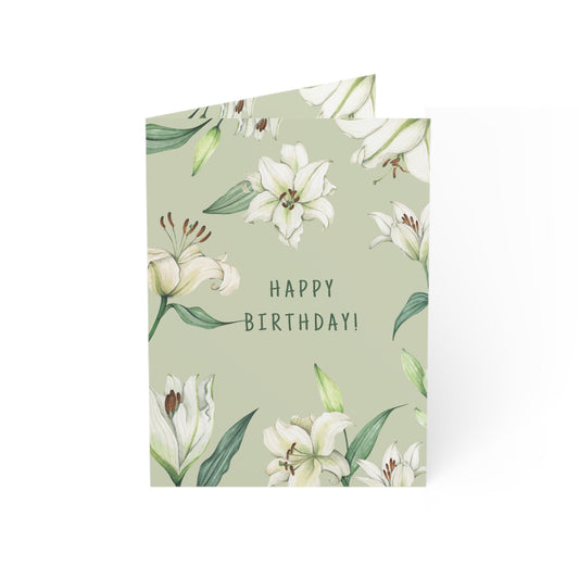 Green Flower Birthday Greeting Card