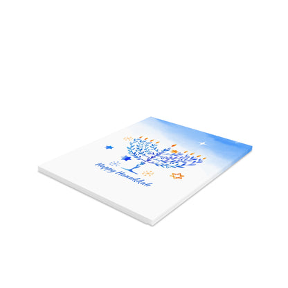 White & Blue Happy Hanukkah Greeting Cards Set