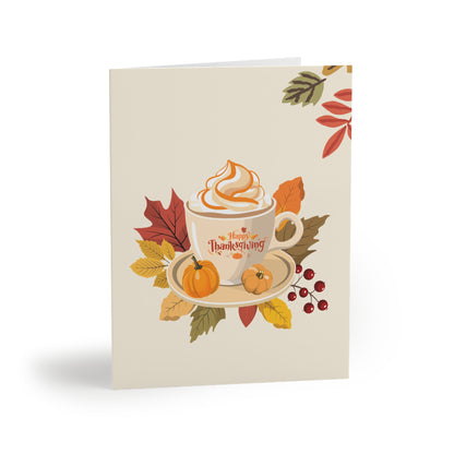 Cup Full Happy Thanksgiving Greeting Card Set. - (8pcs)